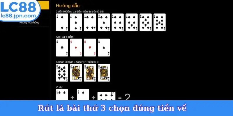 Rút lá bài thứ 3 chọn đúng tiền về